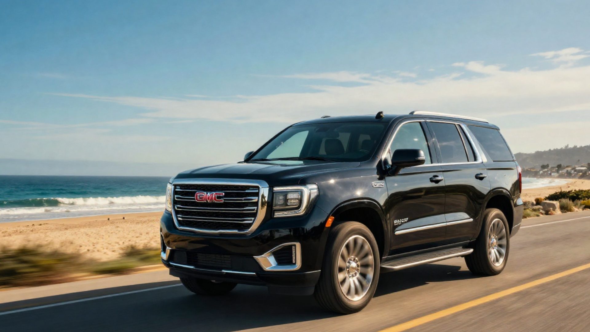 Black GMC Yukon Denali driving the Santa Barbara coast
