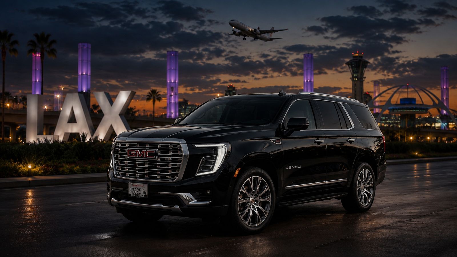 Black GMC Yukon Denali on the run to LAX