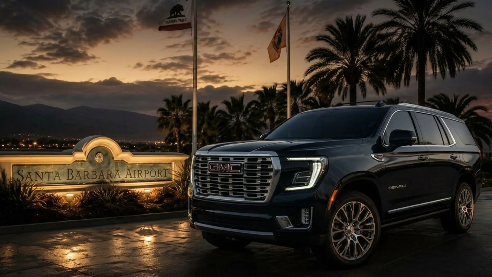 Black 2025 GMC Yukon Denali at Santa Barbara Airport